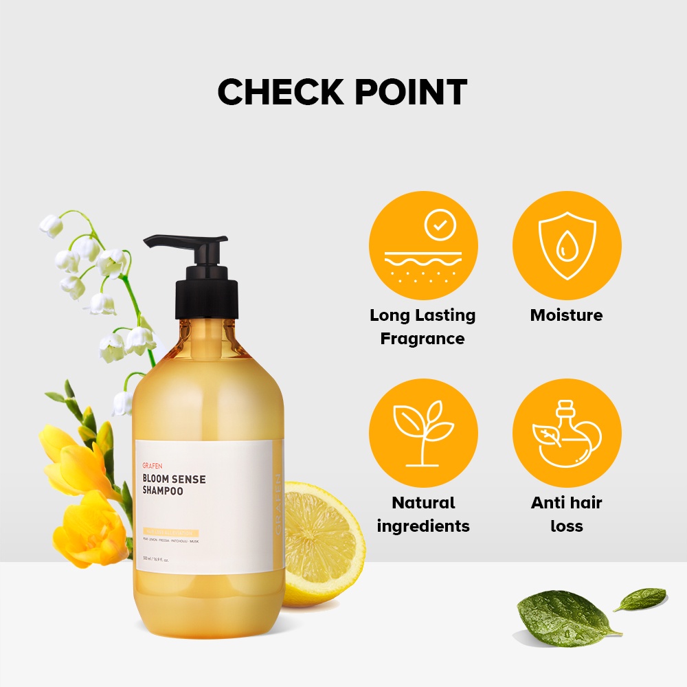 [GRAFEN] Bloom Sense Perfume Shampoo 500ml [Long Last Sweet Lemon Fragrance, 100 Natural