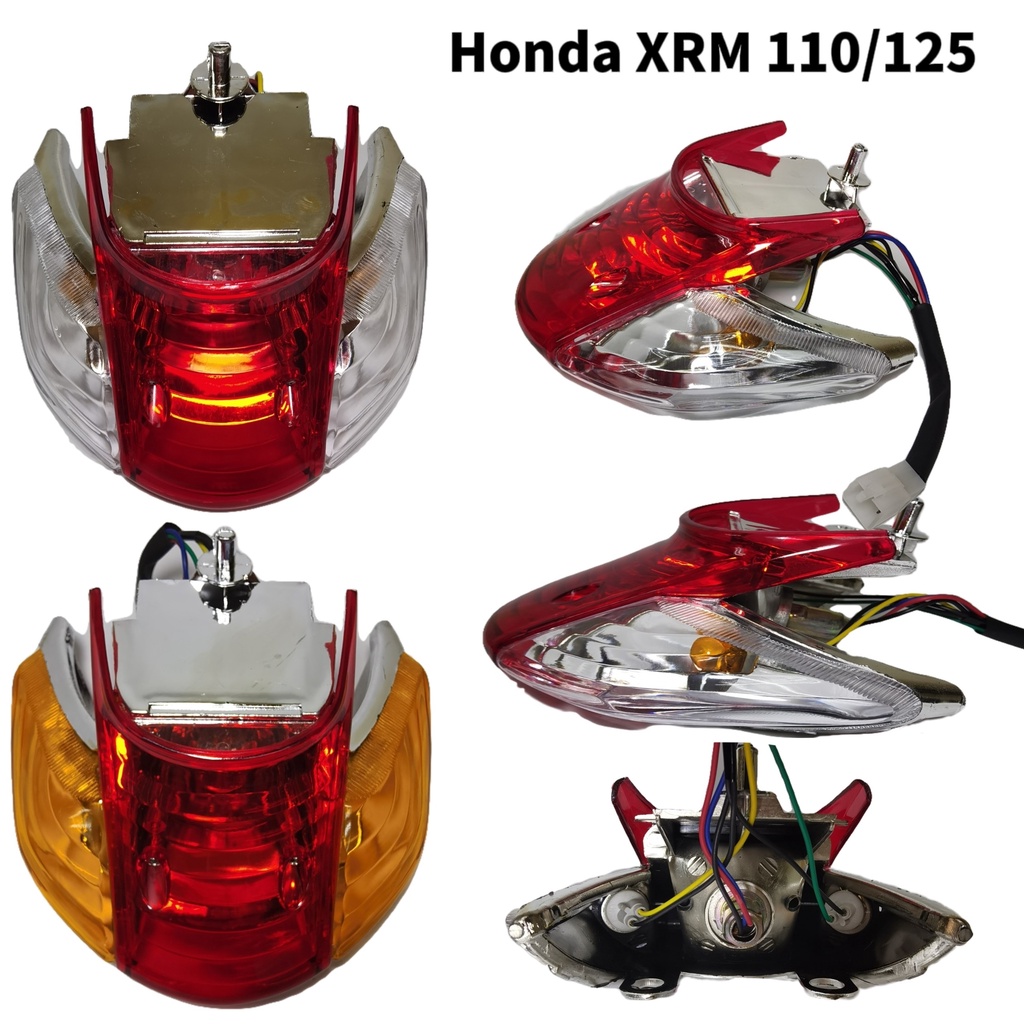 DNF SHOP Honda XRM 110 125 Red White Yellow Tail Light Assembly w/ Bulb