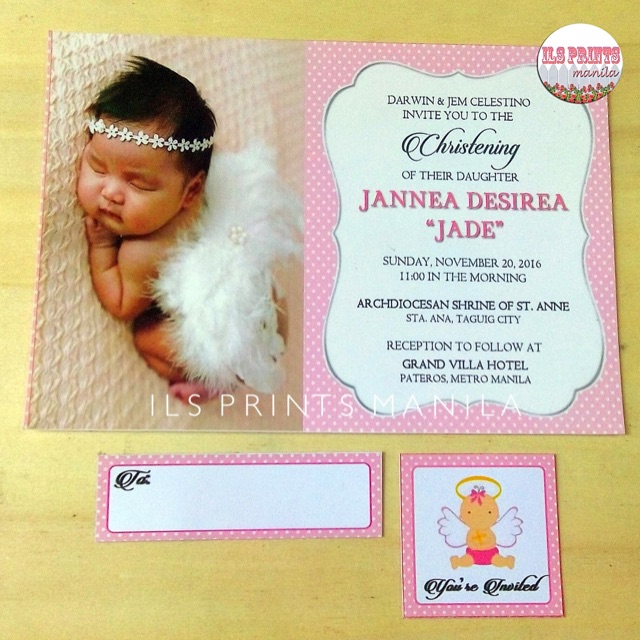 Baptism Christening Invitation Card Set Shopee Philippines