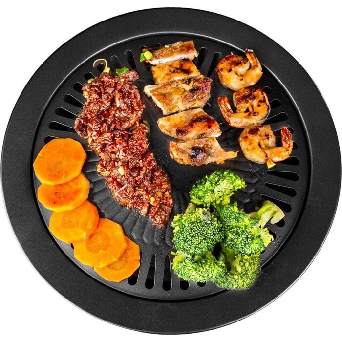 TechTrance Gas Stove Top Round Grill Pan for BBQ Korean Barbeque