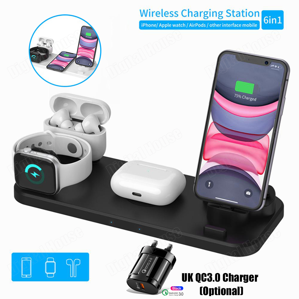 Wireless Charger 6 in 1 Wireless Charging Station, Qi Fast