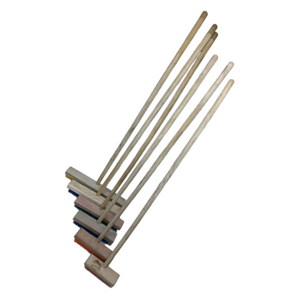 DURABLE NYLON DECK BRUSH WITH WOODEN HANDLE ( 10" ) PUSH BROOM SCRUB