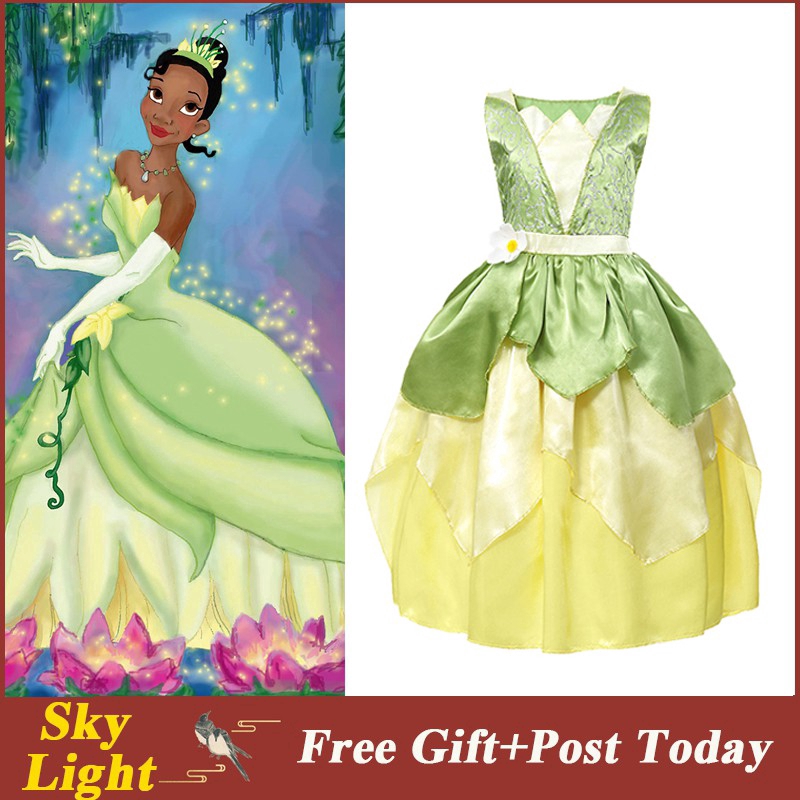 CQDY Princess Tiana Costume For Girls Princess Tiana Dress And The Frog