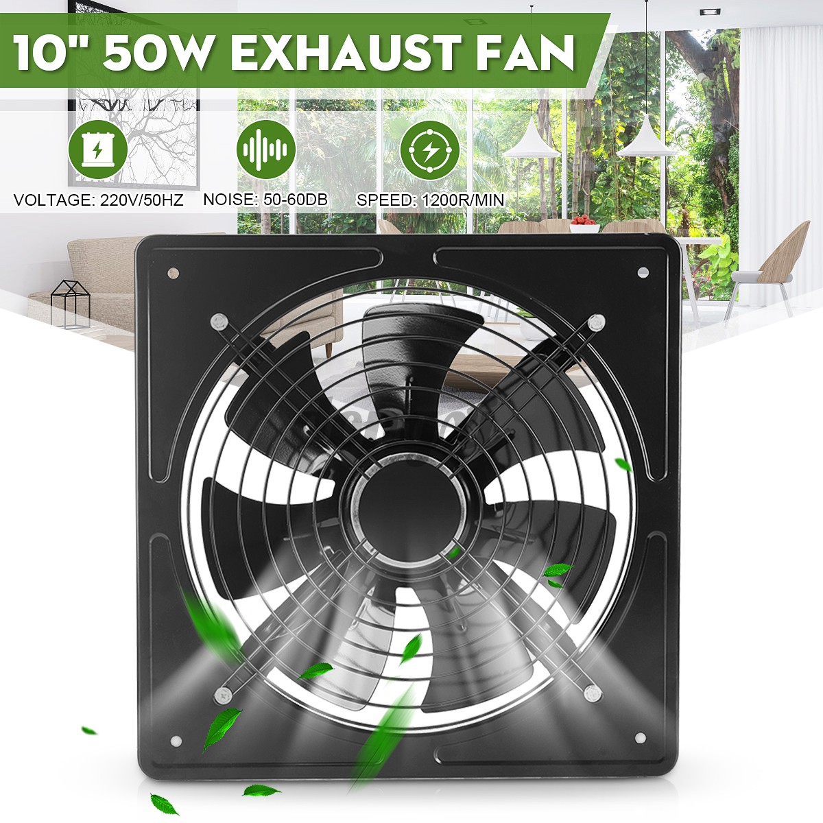 Kitchen Home Industrial Exhaust Fan Ventilation Extractor Metal Axial