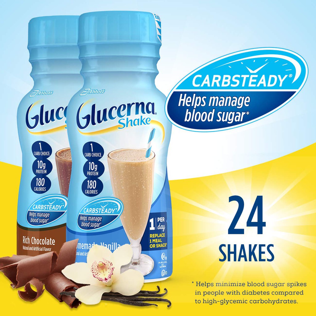 Glucerna Shake Vanilla and Chocolate per Box (24 bottles) Shopee