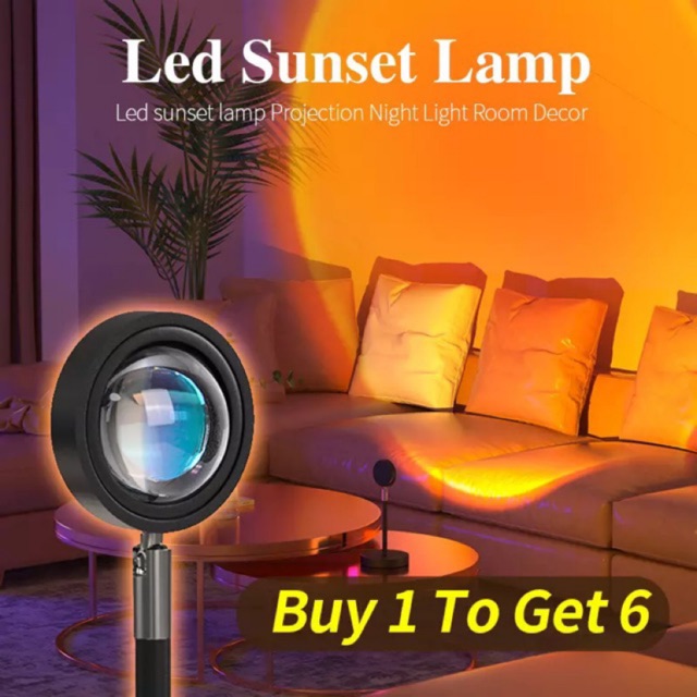 New【6 in 1】Sunset Projector Lamp Rainbow Led Night Light