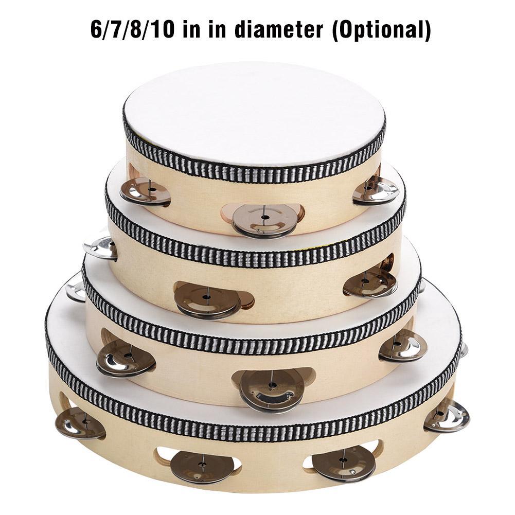[FAST SHIP] CALIN Wooden Tambourine Handheld Tambourine Hand Drum Bells
