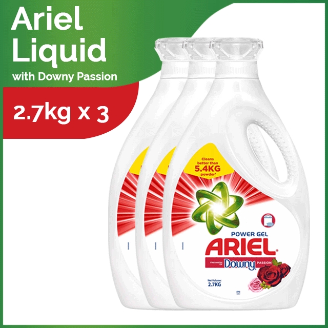 Ariel Liquid Detergent with Downy Floral Passion Bottle (2.7kg) Set of