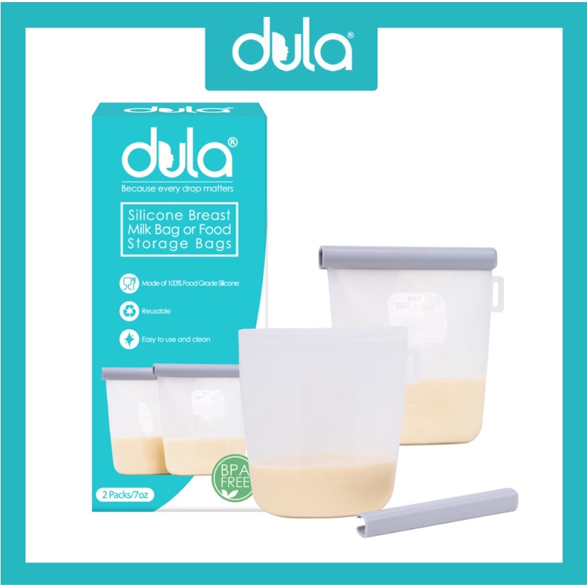 Dula Silicone Reusable Breastmilk Bag / Baby Food Storage 2 Bags 7oz