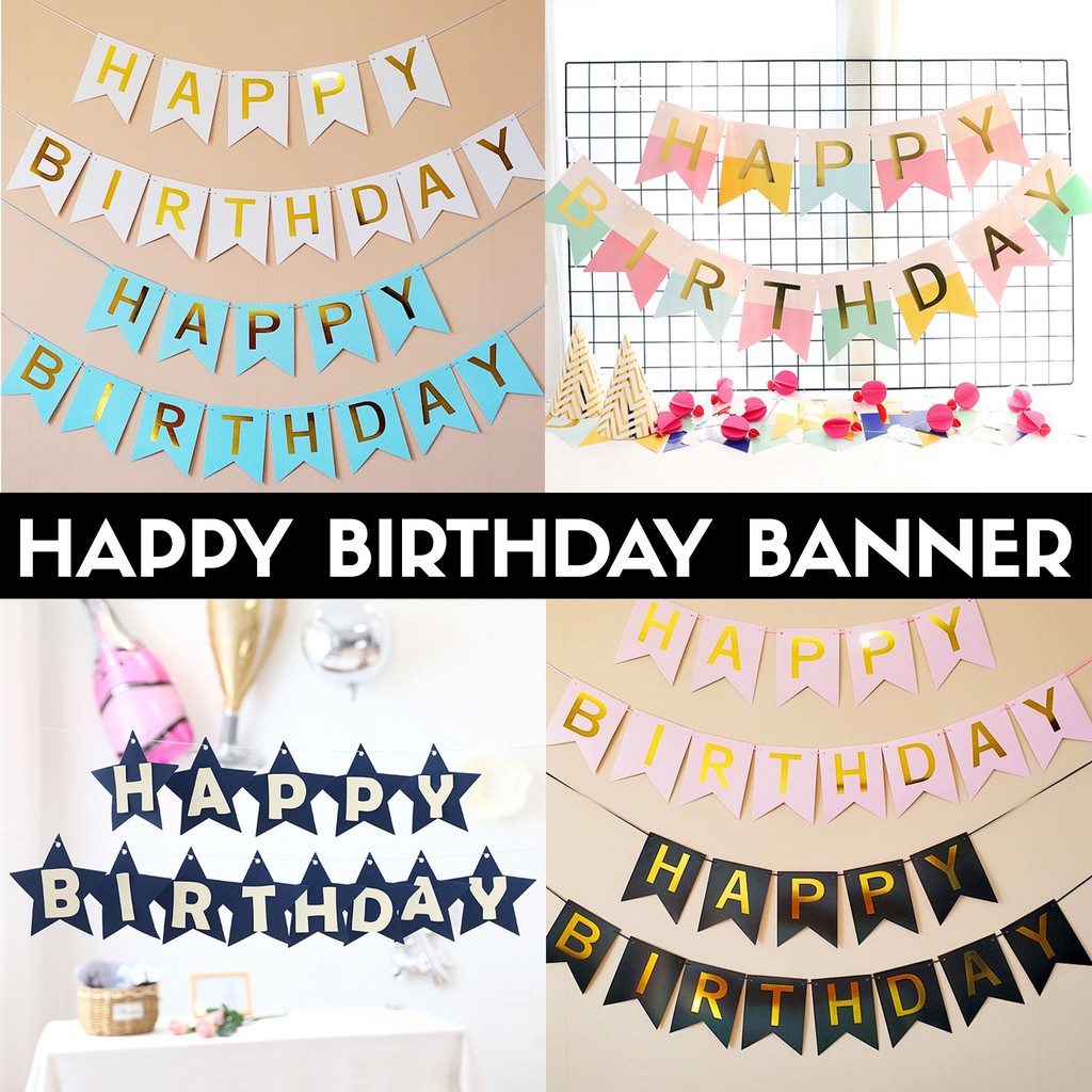 READY STOCK Happy Birthday Banner Garland Party Banner Bunting for