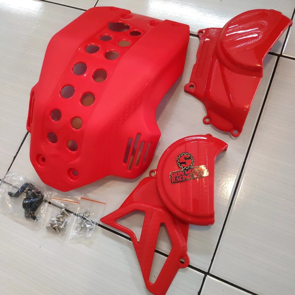 Under Engine Guard And Engine Cover Left Right Honda Crf 150 L Red