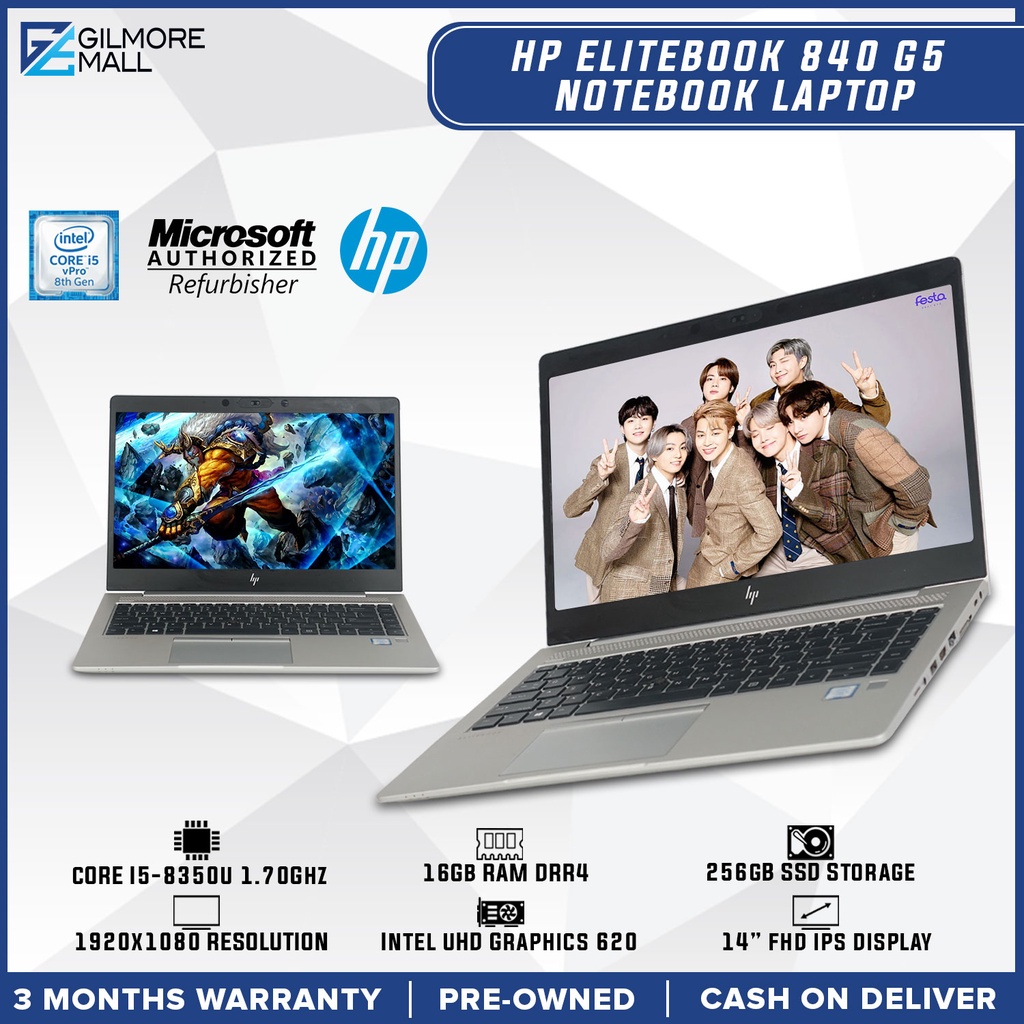 HP Elitebook 840 G5 Notebook Laptop i58350u 16GB DDR4 RAM 256GB SSD 14