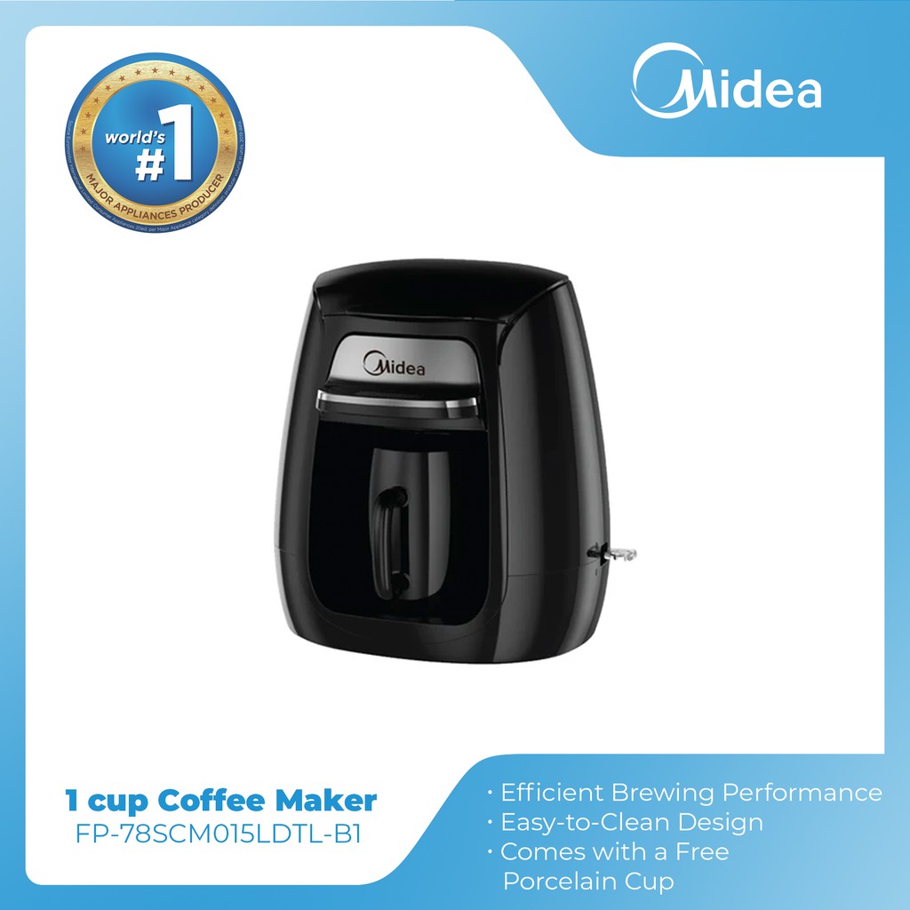 Midea Black Coffee Maker with 1 Cup Capacity and 60 Hz Voltage