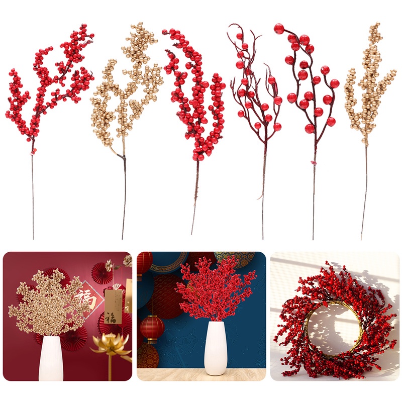 Chinese New Year Artificial Berry Flower Bunches/ Plastic Fake Flower