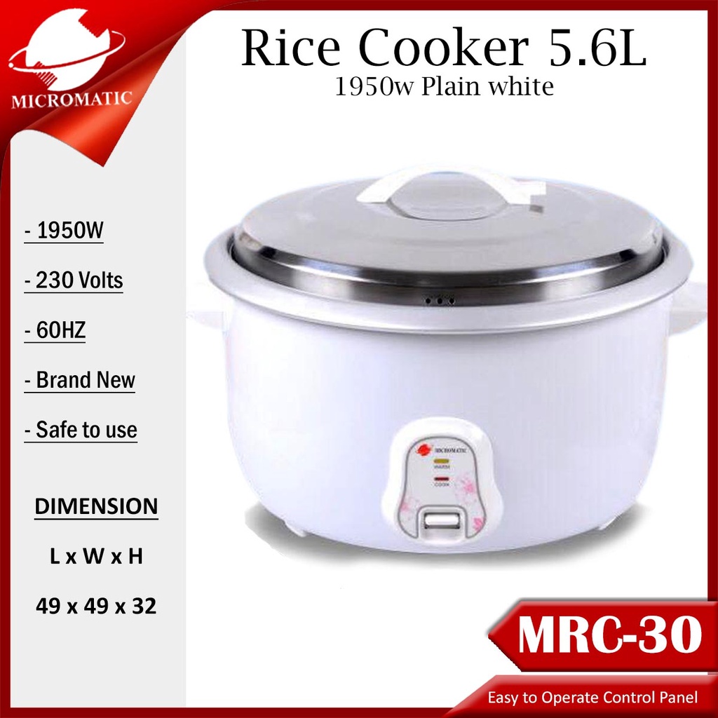 Micromatic MRC30 5.6Liters Capacity 30 Cups Heavy Duty Rice Cooker