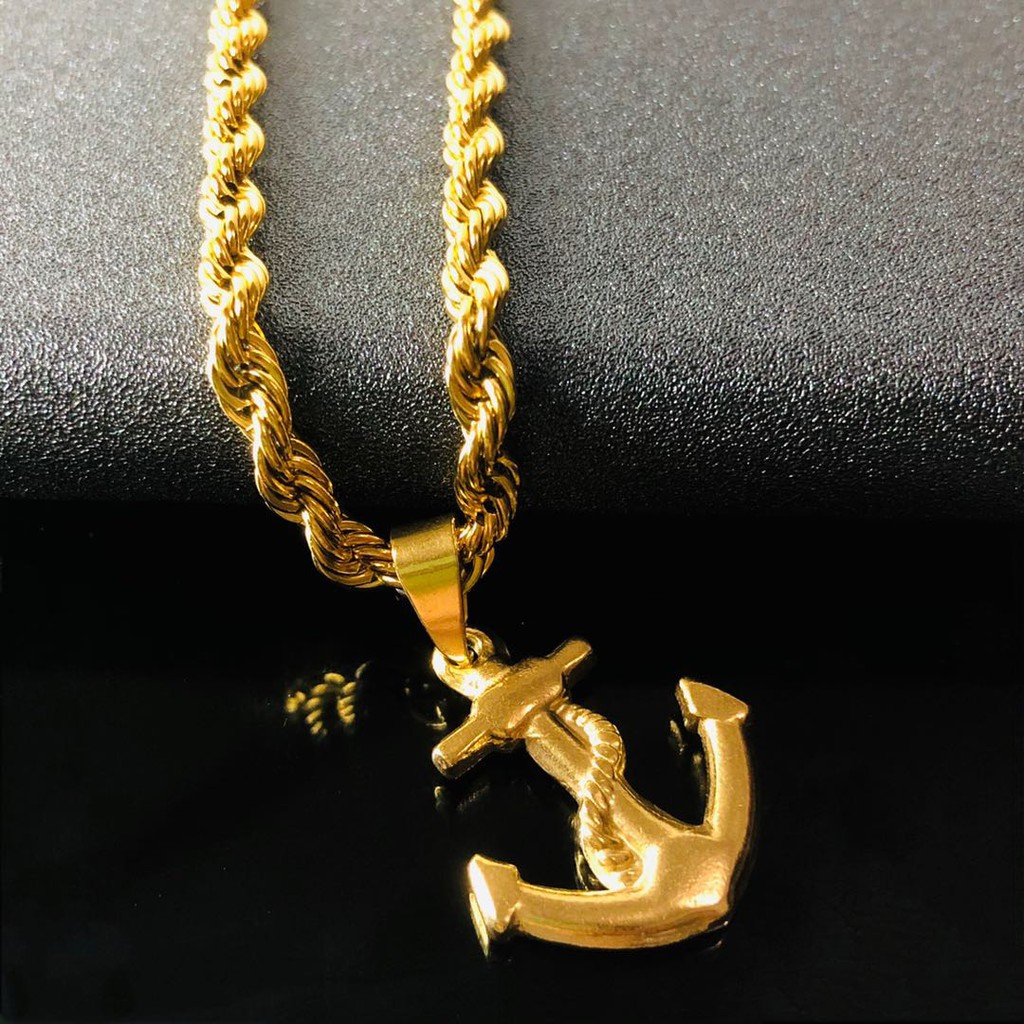 Seaman 18k saudi gold necklace for men anchor necklace for men anchor