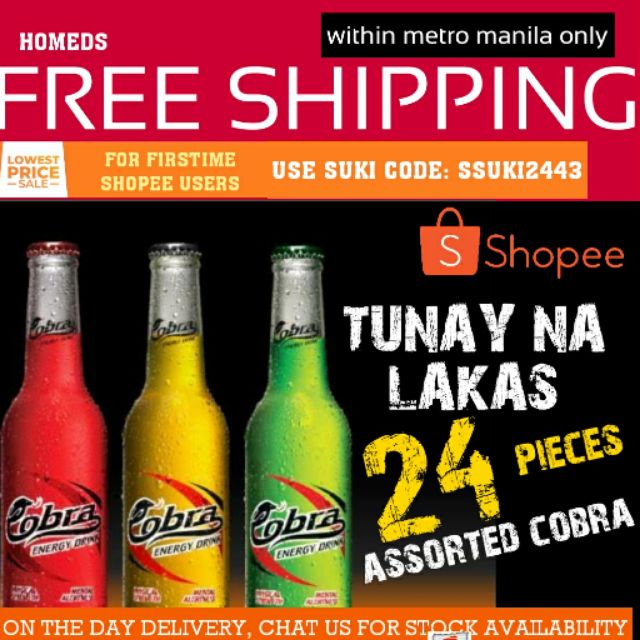 COBRA ENERGY DRINK 240MLX24PCS GLASS BOTTLE with case (FREE ON THE DAY