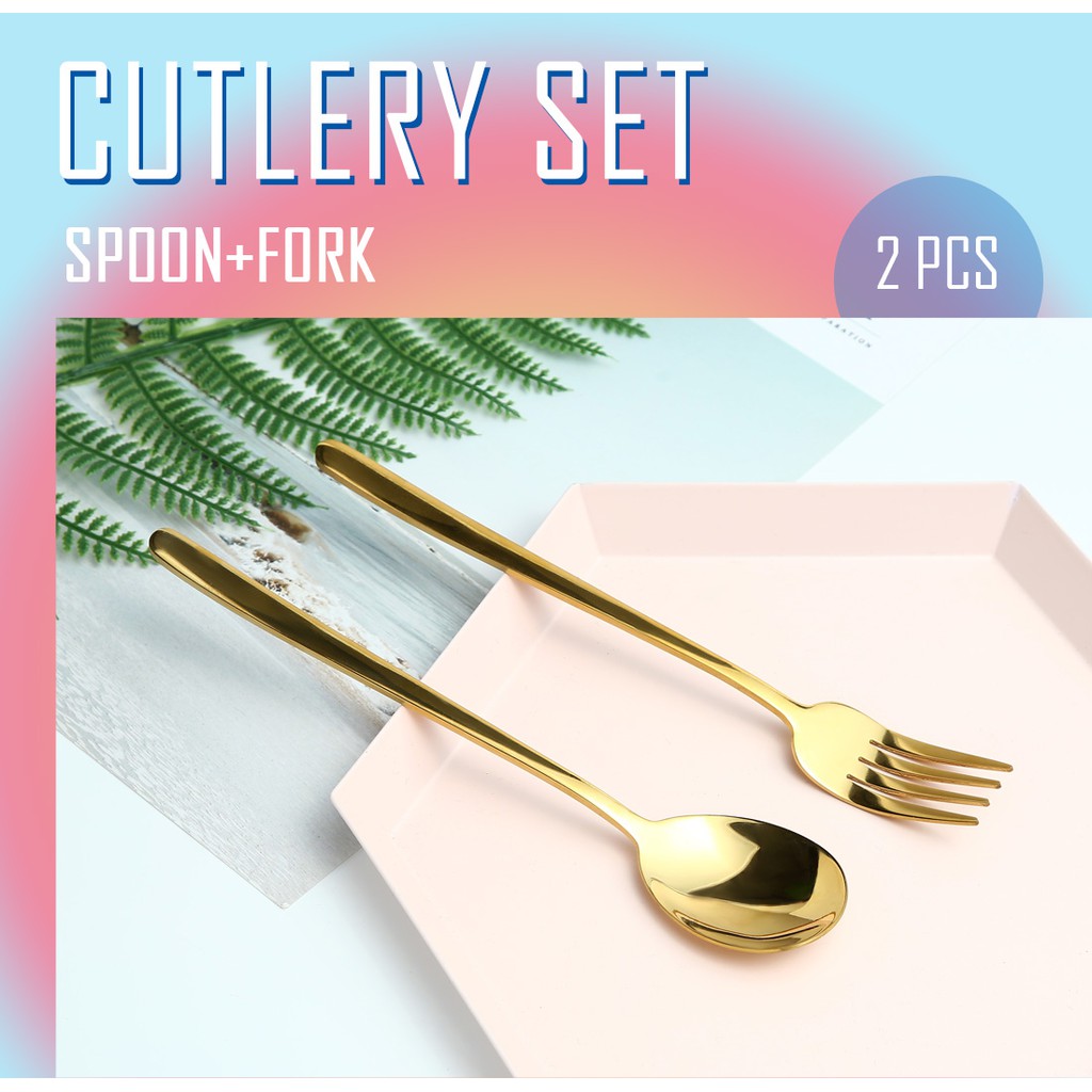 Miniso Cutlery Set Spoon Fork Gold Shopee Philippines