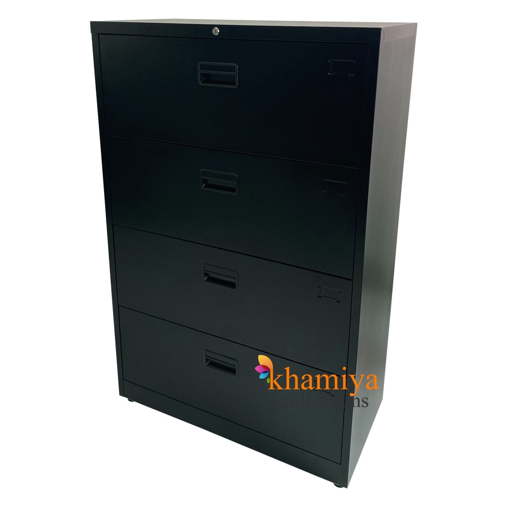 BLACK LFC 4 Drawer Lateral Filing with keylock, Steel Office Lockable Drawers