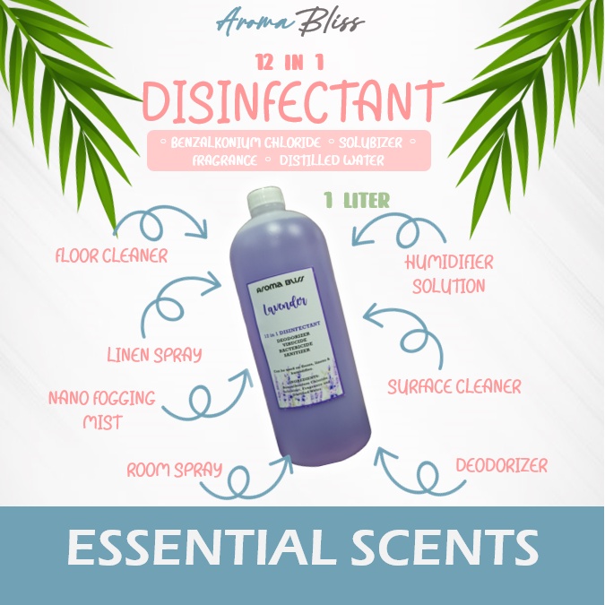 ESSENTIAL SCENTS HUMIDIFIER SOLUTION, WATER BASED, DISINFECTANT 1 LITER
