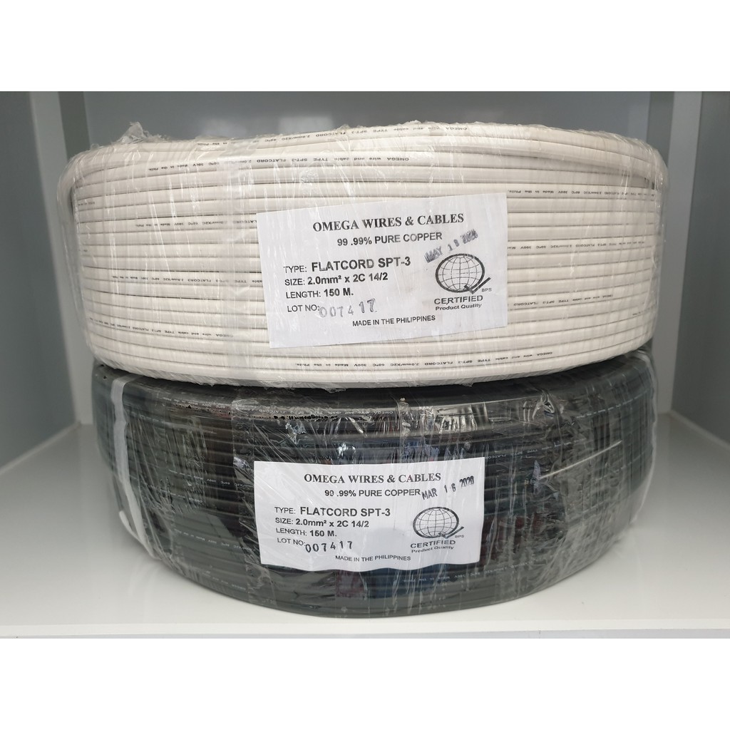 OMEGA FLAT CORD WIRE ( 14/2 150M ) WHITEBLACK Shopee Philippines