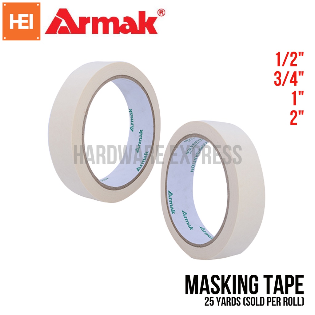 Armak Masking Tape 1/2" , 3/4" , 1" , 2" 25 Yards (SOLD PER ROLL) Shopee Philippines