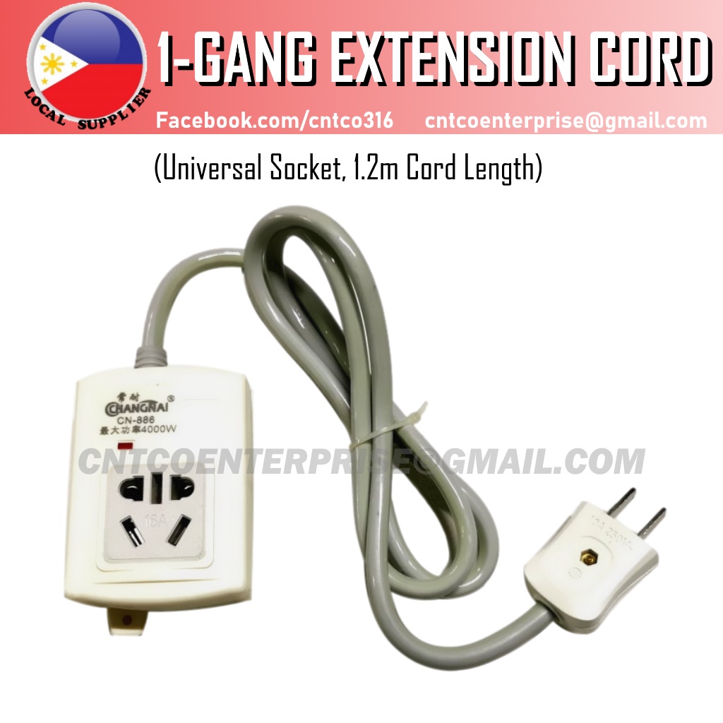 Authentic availableA power outlet Copper Wire Universal Extension Cord
