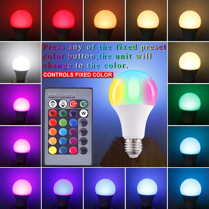 RGB LED bulb 3W 5W 10W E27 light dimmable smart light multicolor with