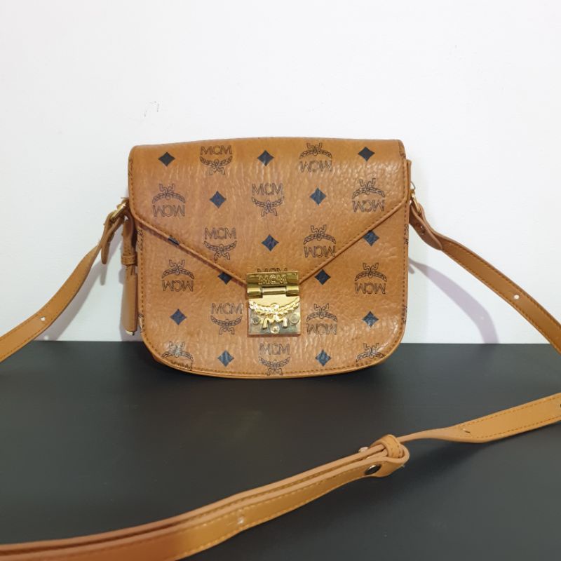 Auth MCM classic patricia sling bag Preloved bag fr korea japan
