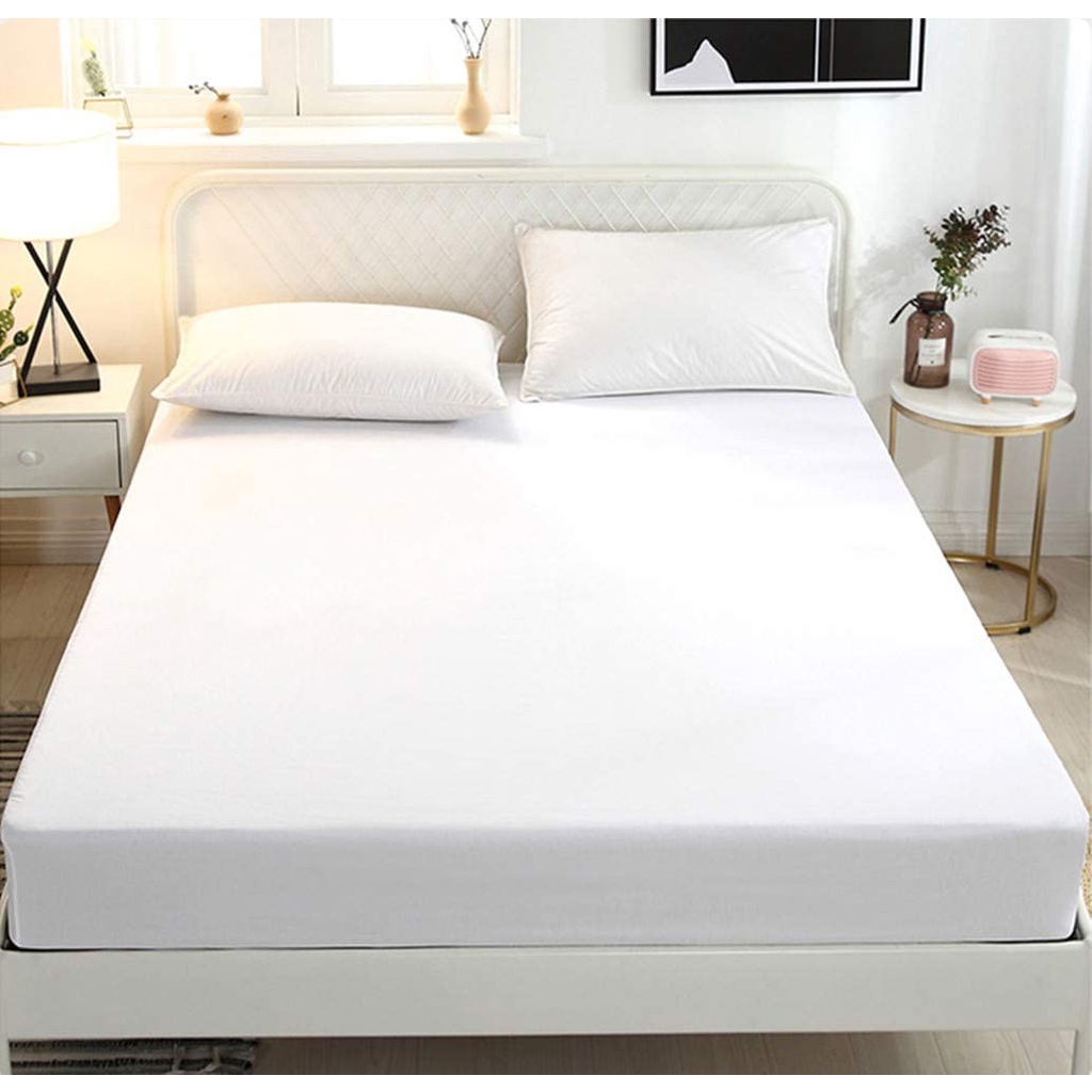 Plain white fitted bedsheet SemiDouble size (120cmX190CM)190048 Shopee Philippines