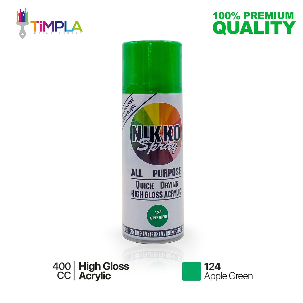 NIKKO Spray Paint 124 Apple Green All Purpose Quick Drying HighGloss