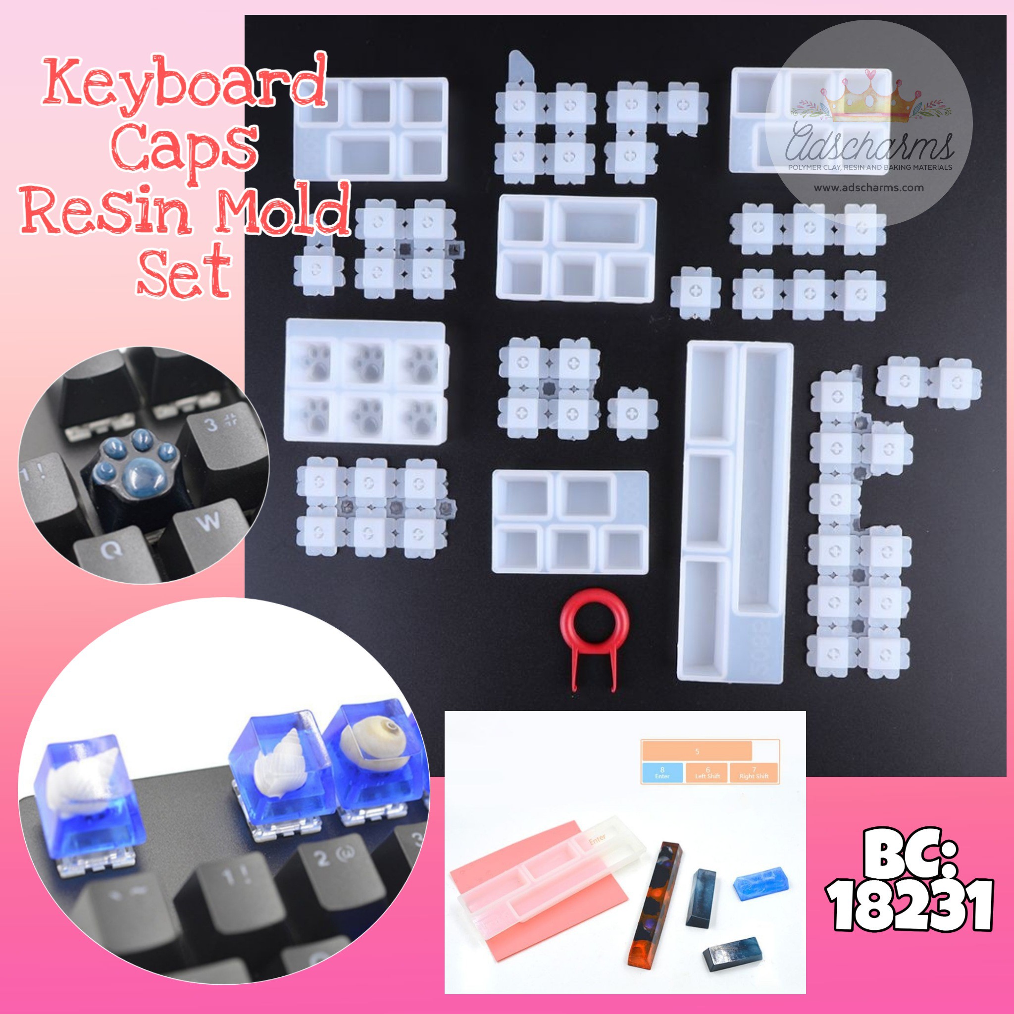Keyboard caps resin mold set Resin keyboard craft BC18231 Shopee
