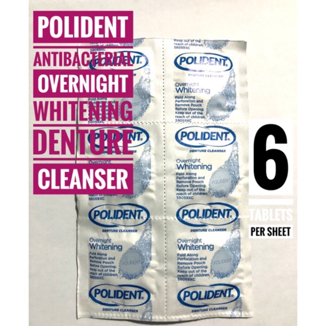 Polident Overnight Whitening Antibacterial Denture Cleanser Shopee