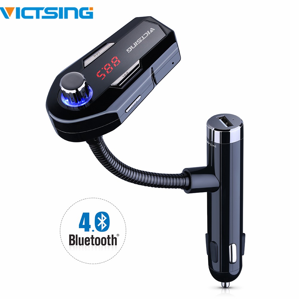 VICTSING Bluetooth FM Transmitter for Car Wireless Receiver FM25 car transmitter with hose
