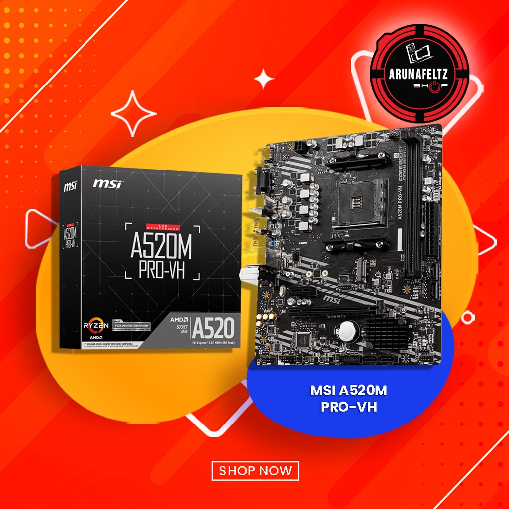 MSI A520M PROVH ProSeries Motherboard (mATX, 3rd Gen, AM4, M.2, USB 3