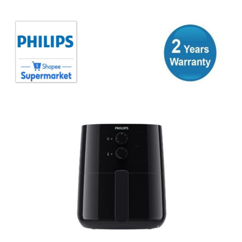 100 Original Philips 1400W 0.8Kg, 4.1L Black Essential Airfryer Hd9200