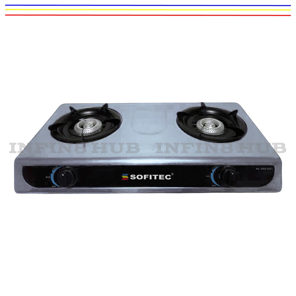Sofitec SGS0202 Double Burner Gas Stove Stainless Steel Gas Stove Double Burner Stove Shopee