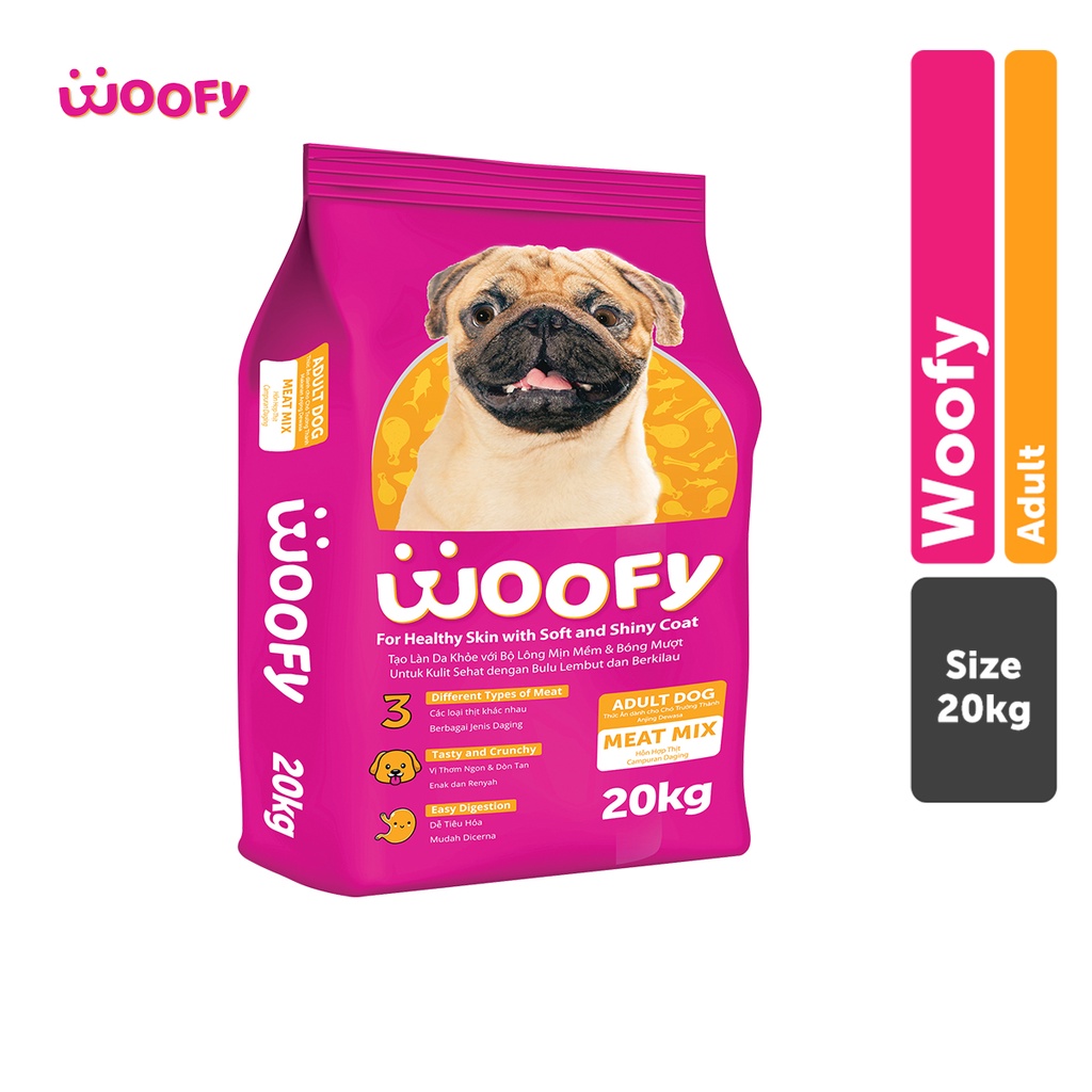 Woofy Dry Dog Food Adult Meat Mix Flavor 20kg Shopee Philippines