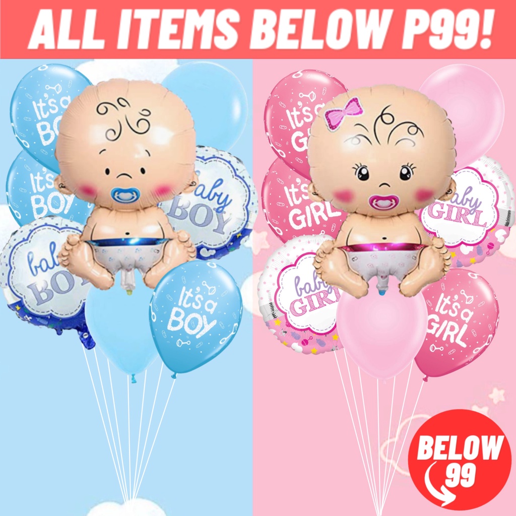 Gender Reveal Balloon Set 9 in 1 Gender Reveal Set Boy or Girl Balloons