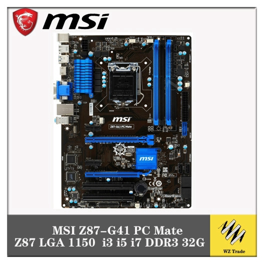 original motherboard MSI Z87-G41 PC Mate Z87 LGA 1150 DDR3 i3 i5 i7