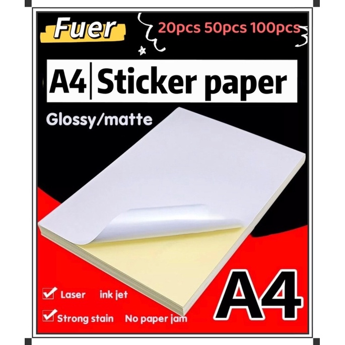 A4 Printable Sticker Paper Glossy and matte 105 gsm 20 Sheets 50sheets