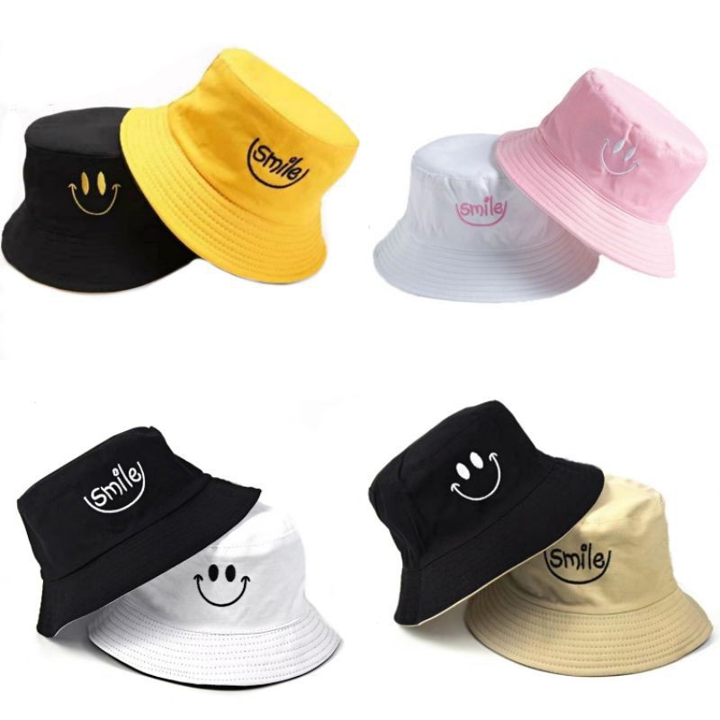 Double Sided Fashion Hip Hop Bucket Hat Smiling Face Unisex Shopee