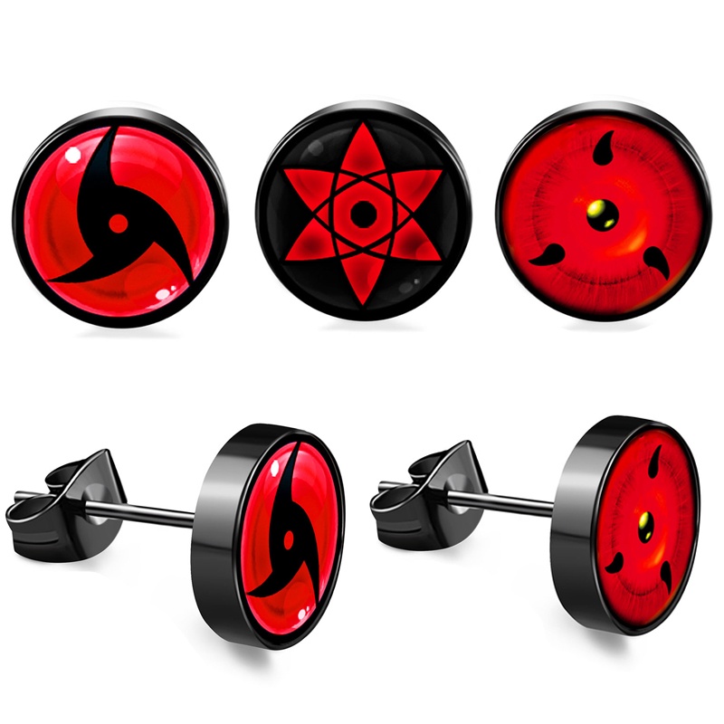 Anime Naruto Jewelry Stud Earrings Accessories Uchiha Itachi Sharingan