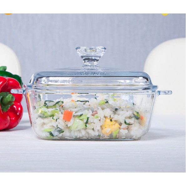 1.2L Square Microwaveable Tempered Glass Casserole 81003 Shopee