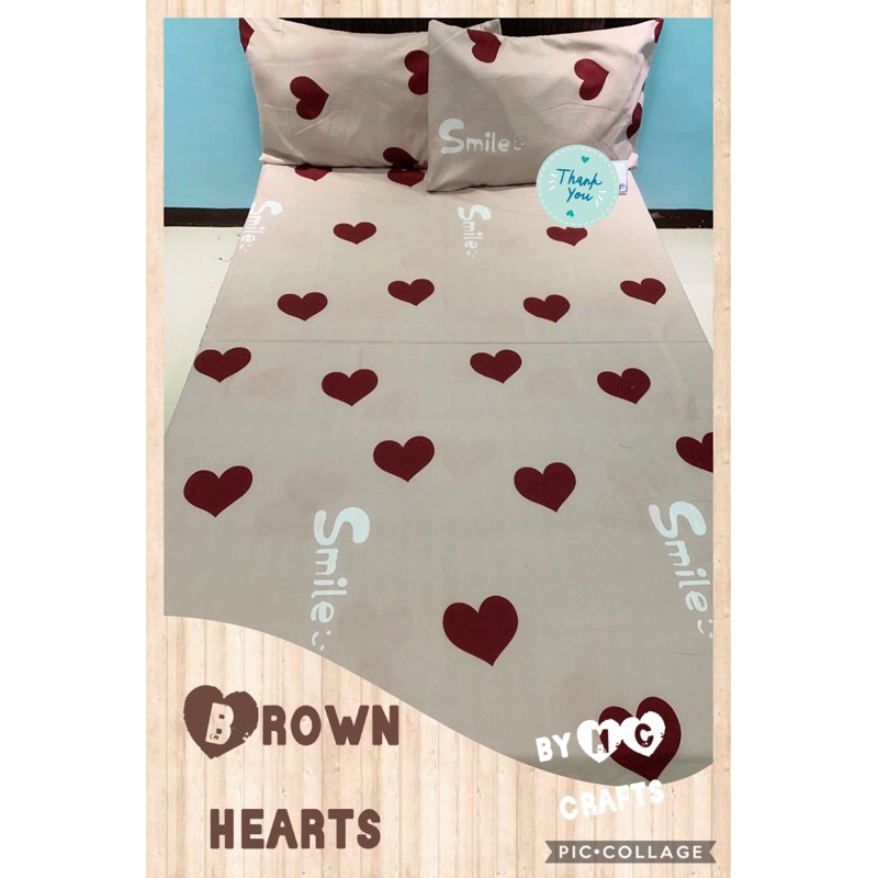 CRAFTS BROWN HEARTS CANADIAN COTTON BEDSHEET SETS Shopee Philippines