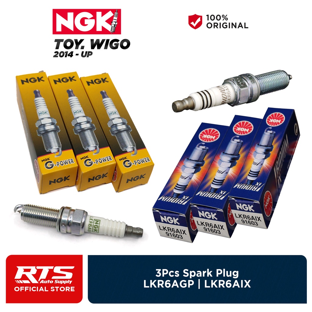 NGK Spark Plug 3Pcs for Toyota Wigo 2014 UP Platinum LKR6AGP / Iridium IX LKR6AIX Shopee