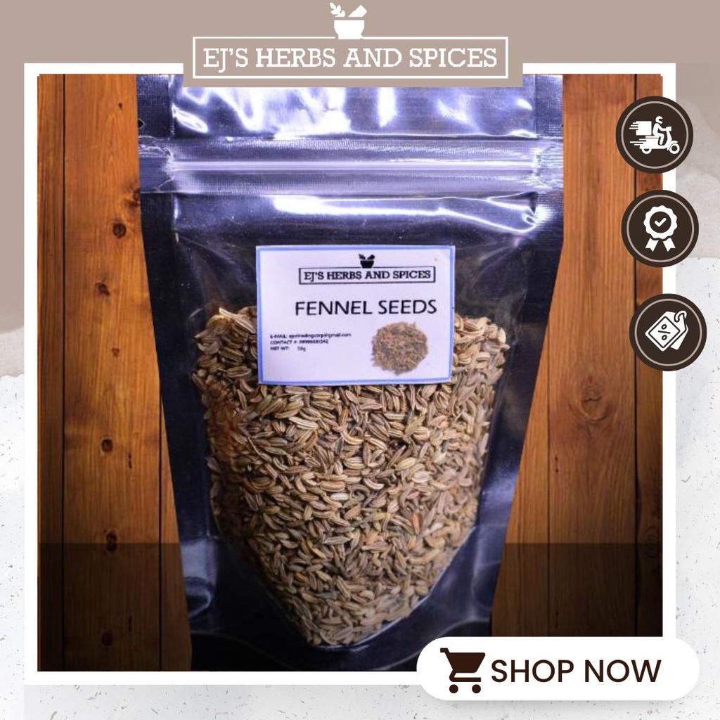 EJs Herbs and Spices FENNEL SEEDS 50g in Stand Alone Resealable Pouch