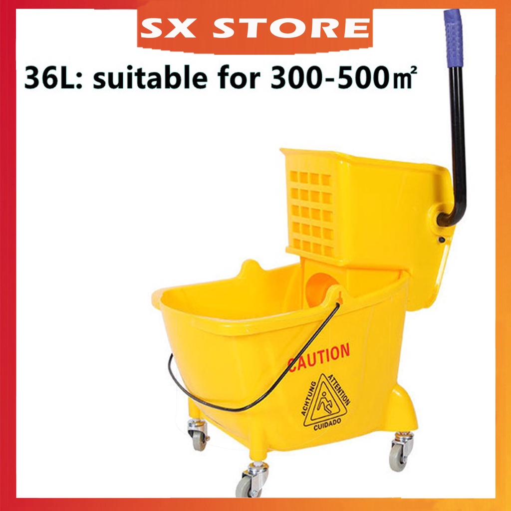 Heavy Commercial Mop Squeezer Bucket Malls Hospital Hygiene Cleaning