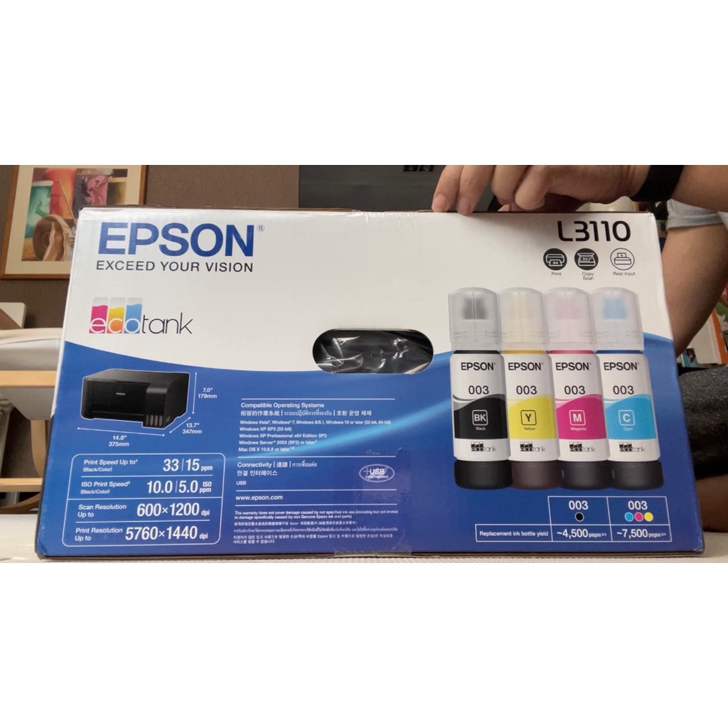 Epson L3110 L3210 EcoTank 3in1 Colored InkJet Printer Print Xerox