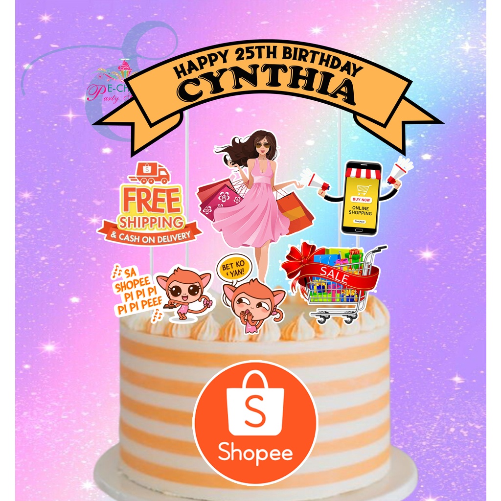 Shopee / Online Shopping Addict Theme Cake Topper Shopee Philippines
